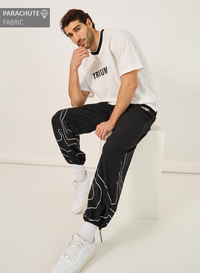 Styli NASA Print Parachute Track Pants with Toggle Cuffed  - Image 1