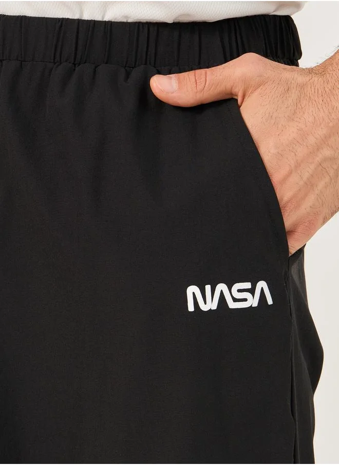 ستايلي NASA Print Parachute Track Pants with Toggle Cuffed