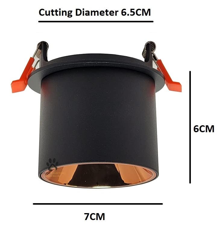 Mufasa 12 Watts Black Body Rose Gold Reflector Adjustable LED Concealed Ceiling Light Cylindrical Shape Indoor Flush Mount Spot Light Down Light Aluminum Body (6Cm Height) (Warm White) - Image 3