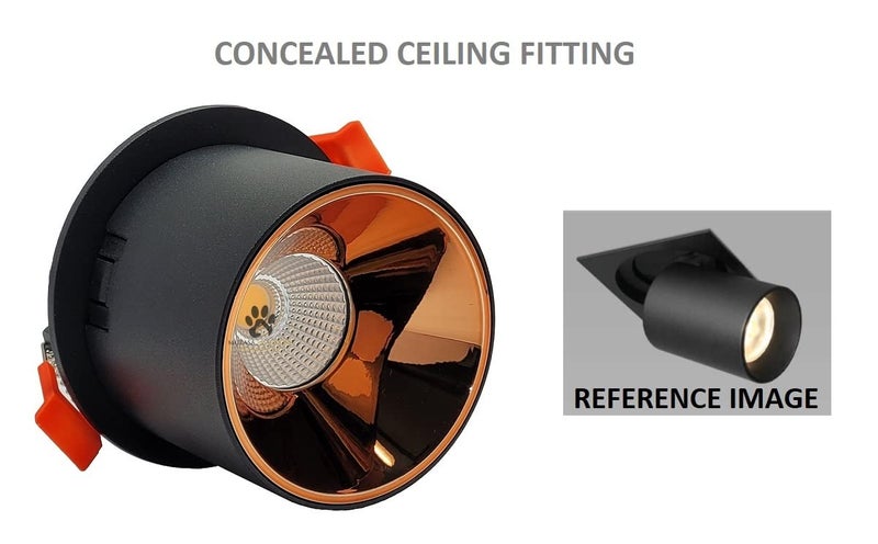 Mufasa 12 Watts Black Body Rose Gold Reflector Adjustable LED Concealed Ceiling Light Cylindrical Shape Indoor Flush Mount Spot Light Down Light Aluminum Body (6Cm Height) (Warm White) - Image 2