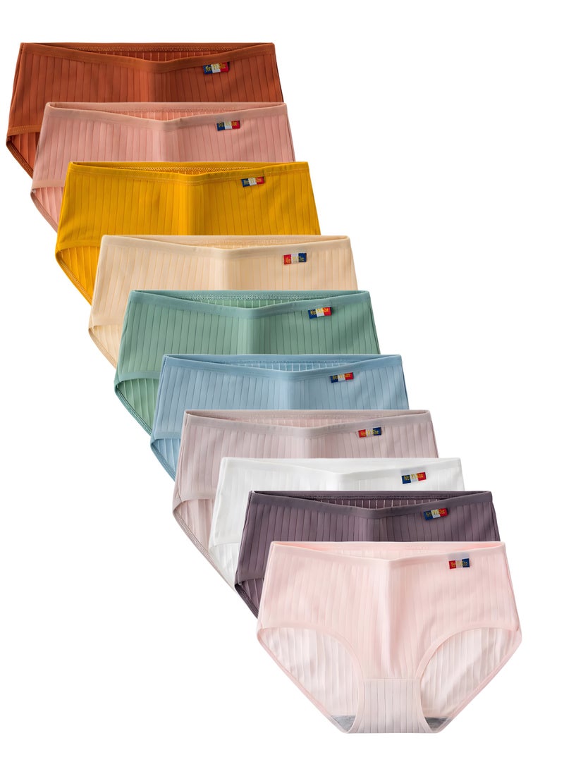 10 Pack Women Mid Waist Hipster Panties Multicolor - Image 1