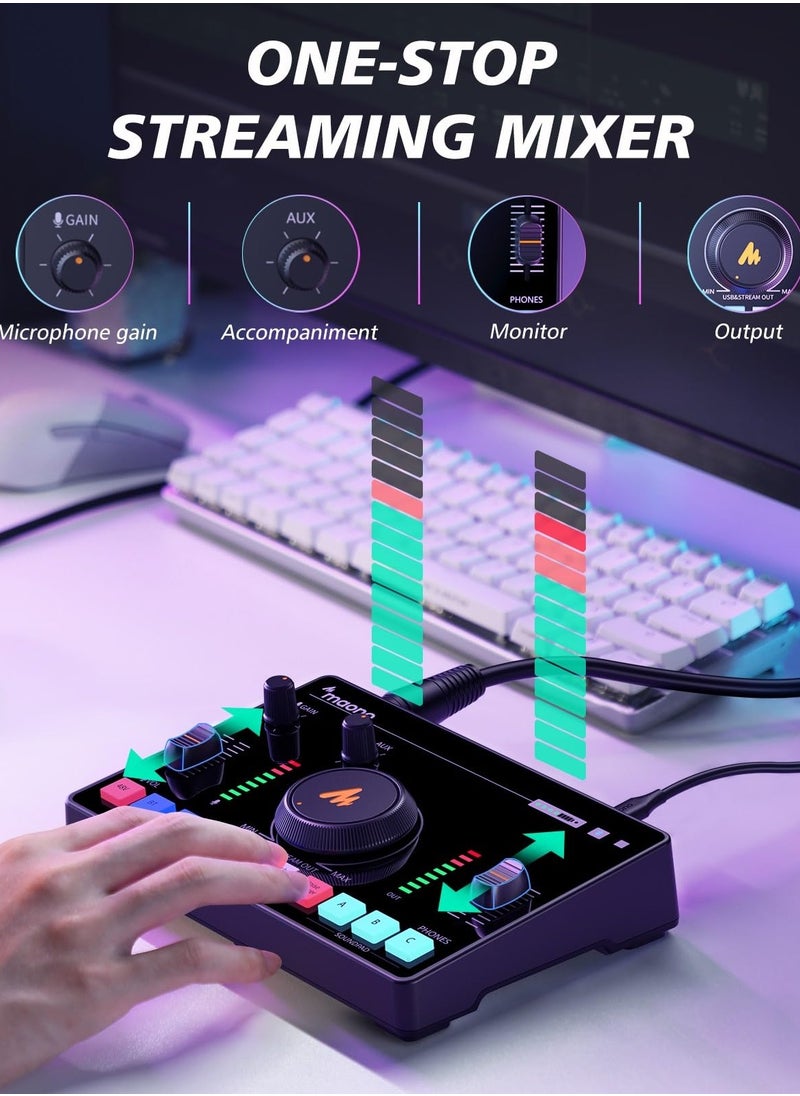 Maono - Streaming Audio Mixer/Live sound card/Audio Interface with Pro-preamp/Bluetooth/Built-in Battery/Noise Cancellation/48V Phantom Power for Live Streaming/Podcast Recording/Gaming - Image 1