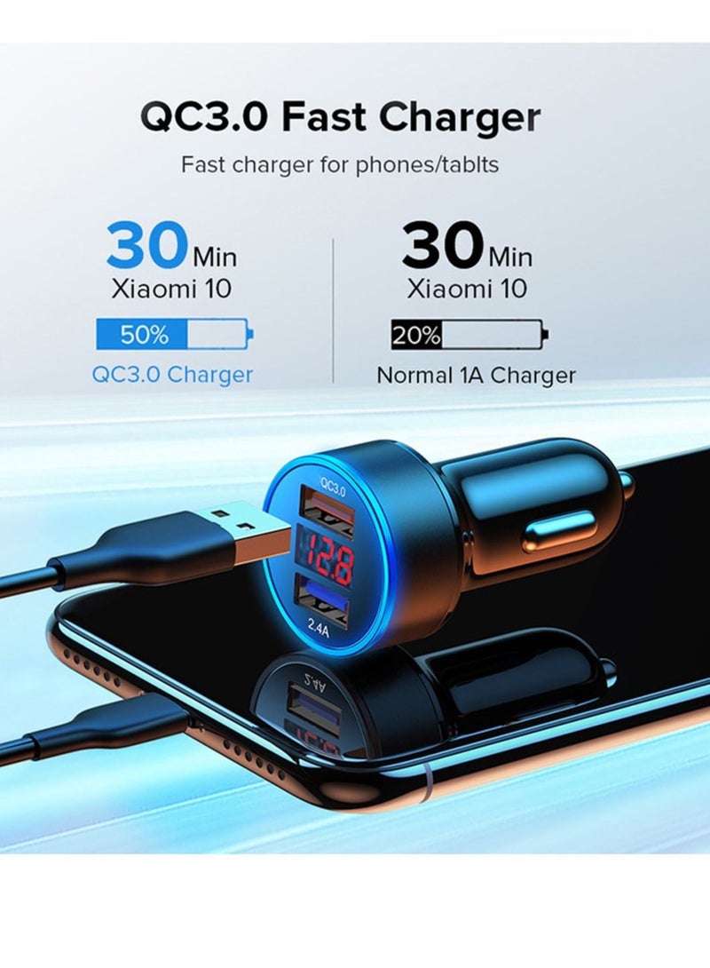 3.1 A USB Car Charger Fast Charging Dual USB Car Phone Charger Adapter For iPhone 14/13/12 Series Phone Silver - Image 3