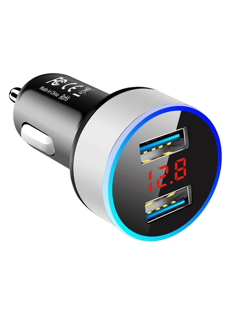3.1 A USB Car Charger Fast Charging Dual USB Car Phone Charger Adapter For iPhone 14/13/12 Series Phone Silver - Image 1