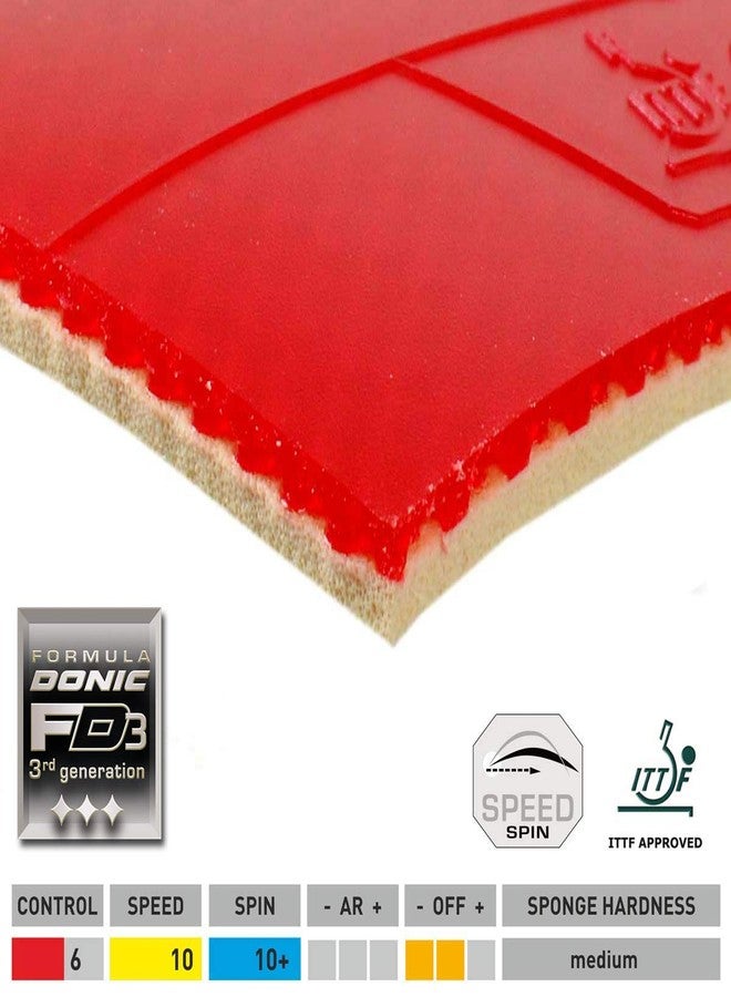 دونيك مطاط تنس الطاولة دونيك كوبا إكس 1 جولد، اللون - أحمر - Image 3