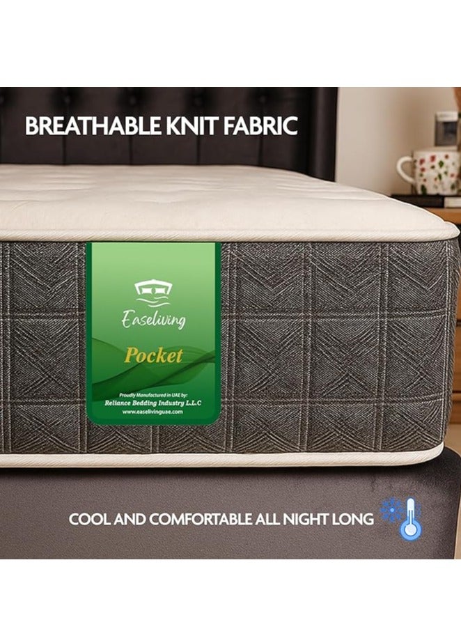 EASELIVING Orthopedic Pocket Spring Mattress - 24 cm Super King Size Mattress | Medium Firm Mattress with Motion Isolation & Breathable Fabric | Pressure Relief & Spine Support | 5-Year Warranty (200x200 cm) - Image 3