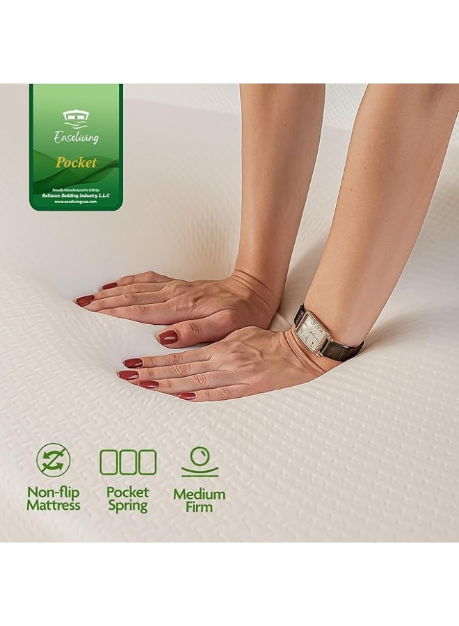 EASELIVING Orthopedic Pocket Spring Mattress - 24 cm Super King Size Mattress | Medium Firm Mattress with Motion Isolation & Breathable Fabric | Pressure Relief & Spine Support | 5-Year Warranty (200x200 cm) - Image 5