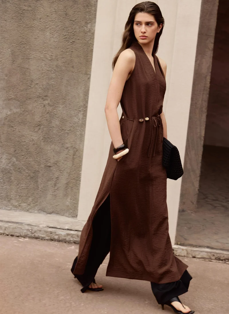 Lichi  Maxi dress in viscose with open shoulders and matching belt for Women | Best Price UAE