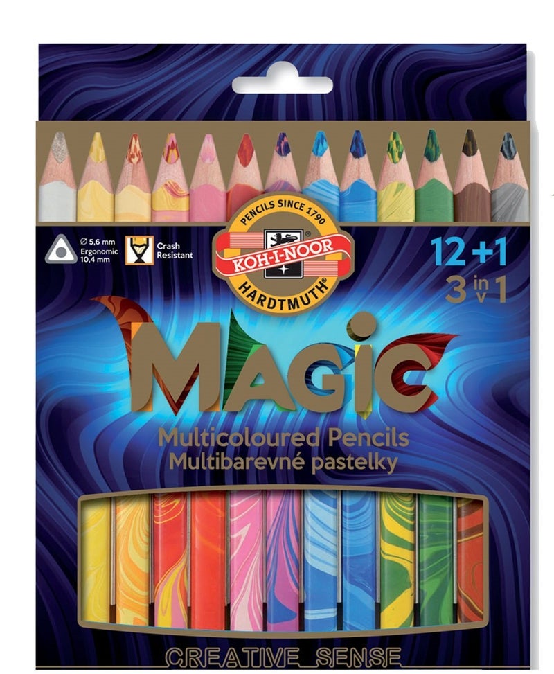 KOH-I-NOOR أقلام كوه-إنور السحرية الملونة للفنانين - مجموعة من 12+1 لون متنوع - Image 1