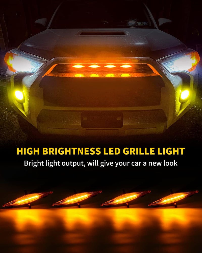 MEALAM Amber LED Lights 4PCS Front Grille Raptor Lamps for Toyota 4Runner - Image 2