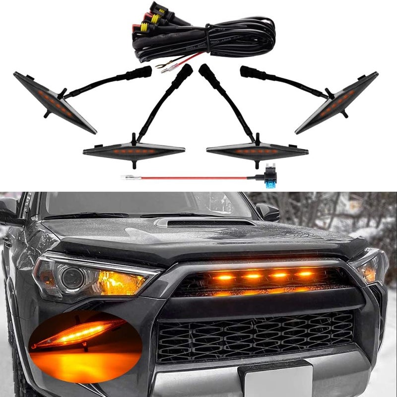 MEALAM Amber LED Lights 4PCS Front Grille Raptor Lamps for Toyota 4Runner - Image 1
