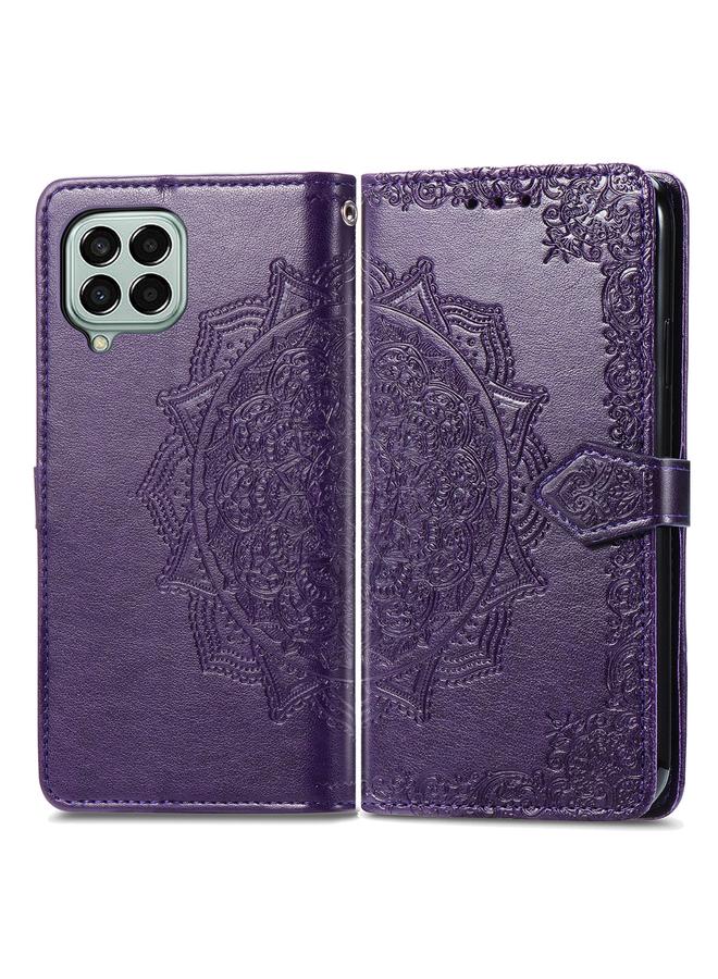 اس-توب جراب لهاتف Samsung Galaxy M33 5G، جراب هاتف جلدي قلاب أفقي منقوش بنقشة زهرة ماندالا - Image 2