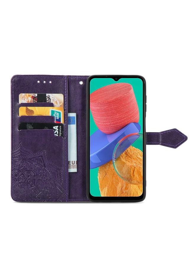 اس-توب جراب لهاتف Samsung Galaxy M33 5G، جراب هاتف جلدي قلاب أفقي منقوش بنقشة زهرة ماندالا - Image 3