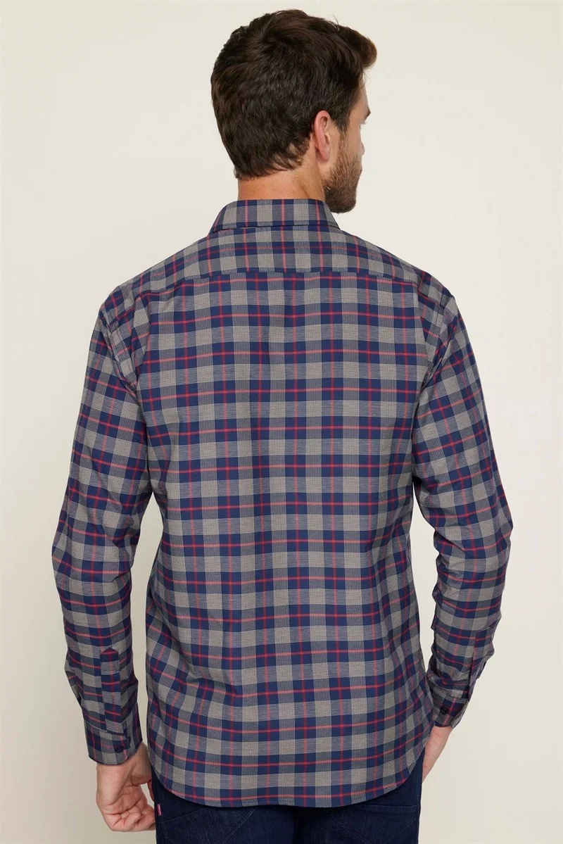 Tudors Classic Fit Button Collar Small Checked Cotton Men's Multicolored Shirt