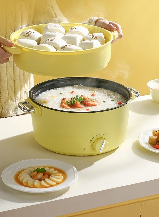 Electric Cooker, 3L Non-Stick Sauté Pan, Hot Pot Electric with Steamer, Multi-functional Cooker for Stir Fry, Steak, Noodles, Soup Soup with Power Adjustment - Image 3