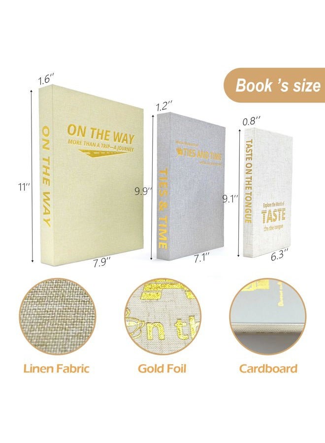 GORDEPENT Decorative books for home Decor,A set of 3 linen boxes, stacked book decor aesthetic,such as coffee table, entryway table, bookshelves,living room,bedroom,fake/faux book for decoration,Photo Storage - Image 3