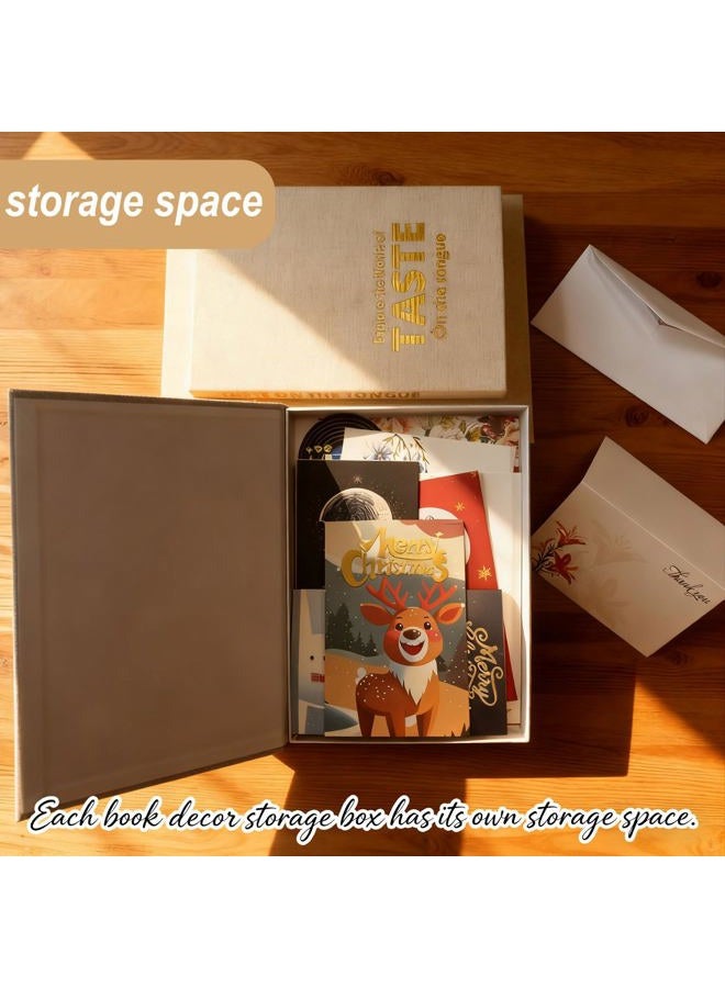 GORDEPENT Decorative books for home Decor,A set of 3 linen boxes, stacked book decor aesthetic,such as coffee table, entryway table, bookshelves,living room,bedroom,fake/faux book for decoration,Photo Storage - Image 2