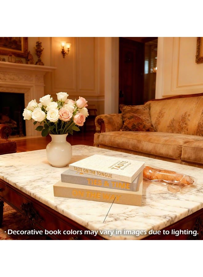 GORDEPENT Decorative books for home Decor,A set of 3 linen boxes, stacked book decor aesthetic,such as coffee table, entryway table, bookshelves,living room,bedroom,fake/faux book for decoration,Photo Storage - Image 5