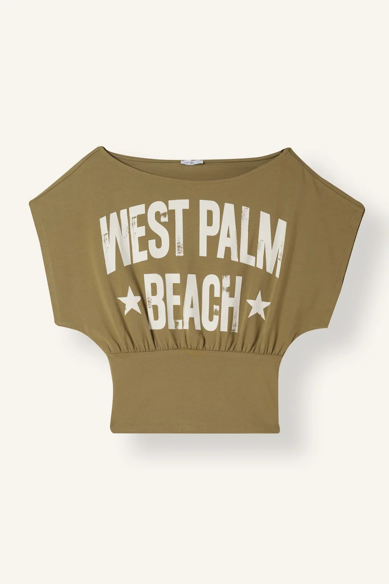 Boat Collar Printed Short Sleeve T-Shirt