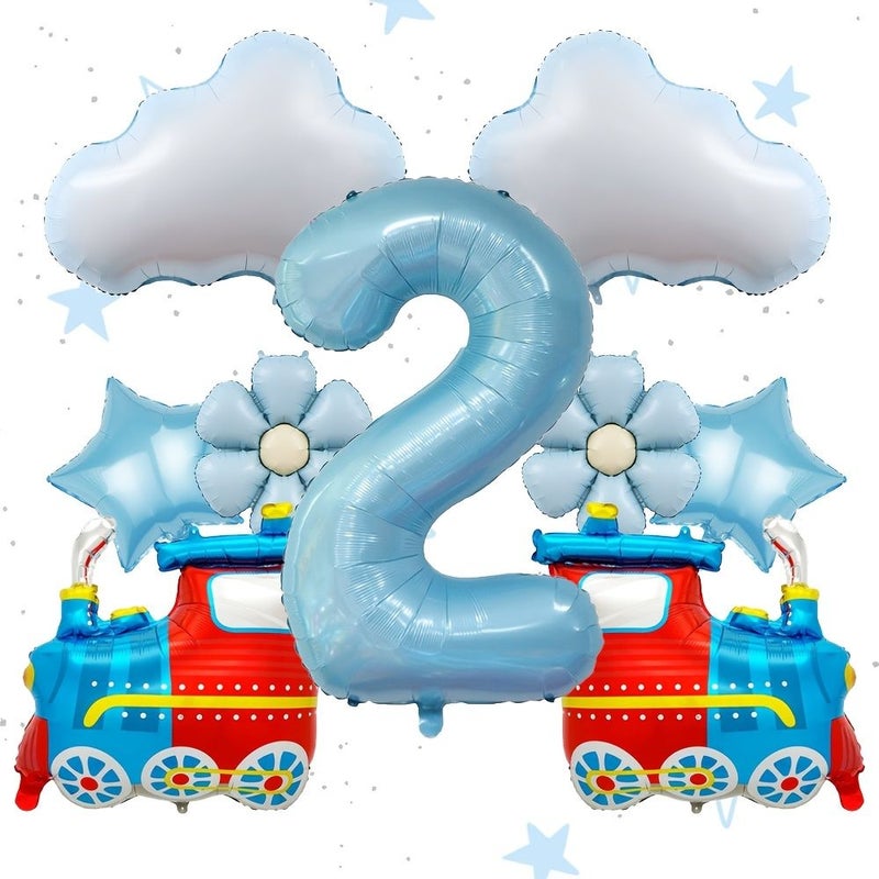 Blue Train Cloud Light Blue Balloon Set For Birthday Party Transportation Theme Atmosphere Celebration Gift Event Festival Decoration - Image 4