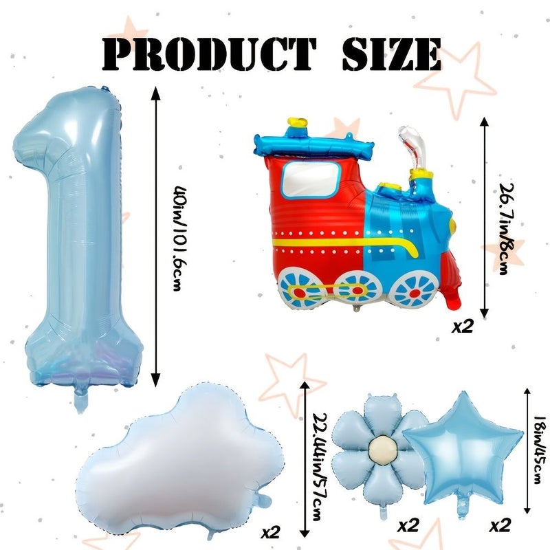 Blue Train Cloud Light Blue Balloon Set For Birthday Party Transportation Theme Atmosphere Celebration Gift Event Festival Decoration - Image 3