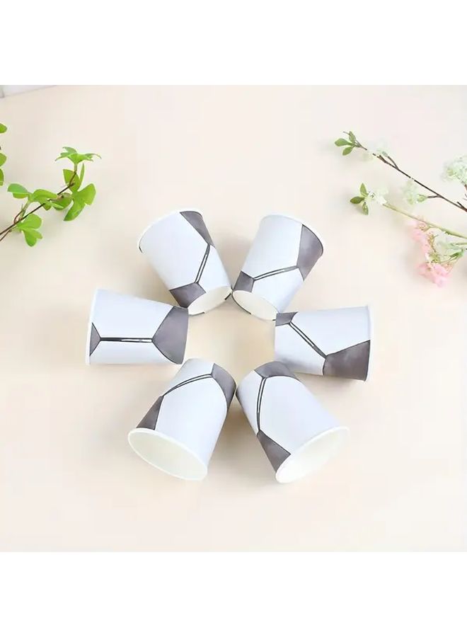 6 Pcs 9 Ounce Black And White Watercolor Disposable Paper Football Cups For Party Festive Decoration Drinkware - Image 5