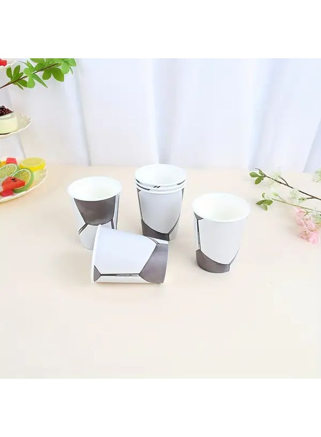 6 Pcs 9 Ounce Black And White Watercolor Disposable Paper Football Cups For Party Festive Decoration Drinkware - Image 1