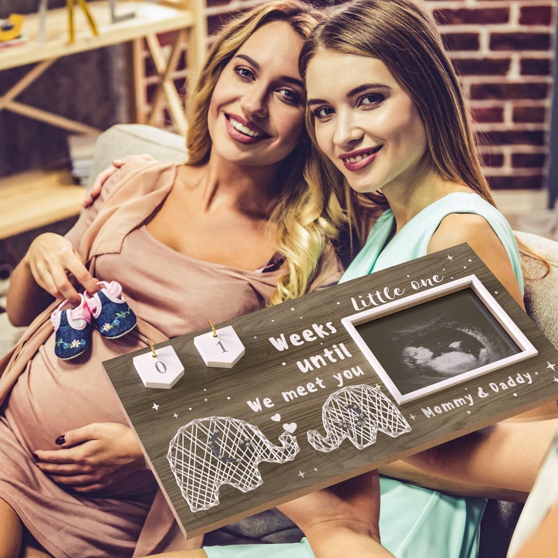 Eurset Baby Sonogram Picture Frame Countdown Weeks - Standard 4""X3"" Ultrasound Photo - Pregnancy Announcements Ideas - Gender Reveal Baby-Shower Gift - New Mom Expecting Parents To Be Keepsake Gifts - Image 3
