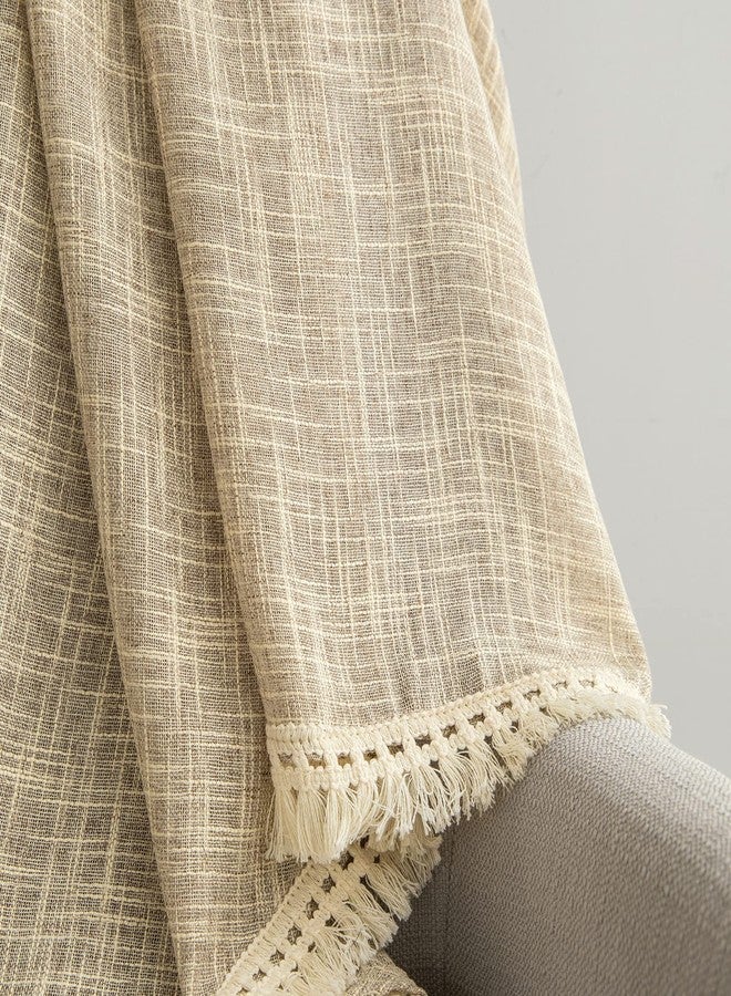 BD BEDA HOME ستارة Beda Home Tassel Linen Textured Swag Curtain Valance لمطبخ المنازل الريفية؛ ستارة قصيرة ريفية تسمح بمرور الضوء، مناسبة للنوافذ الصغيرة، توفر خصوصية إضافية لغرفة النوم، تصميم جيب للعمود (لون رمادي داكن، 52 عرض × 18 طول - قطعة واحدة) - Image 4