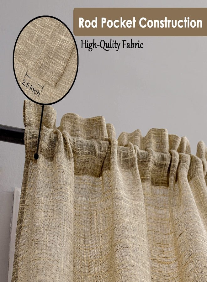 BD BEDA HOME ستارة Beda Home Tassel Linen Textured Swag Curtain Valance لمطبخ المنازل الريفية؛ ستارة قصيرة ريفية تسمح بمرور الضوء، مناسبة للنوافذ الصغيرة، توفر خصوصية إضافية لغرفة النوم، تصميم جيب للعمود (لون رمادي داكن، 52 عرض × 18 طول - قطعة واحدة) - Image 2