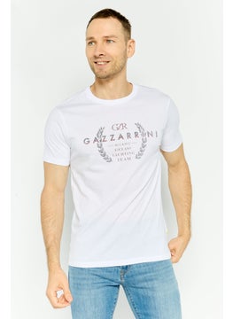 Gazzarrini Men Crew Neck Short Sleeve Graphic T Shirt, White Combo  - Image 1