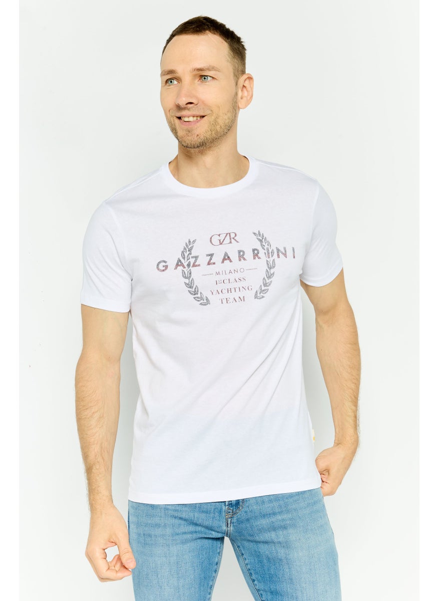 Gazzarrini Men Crew Neck Short Sleeve Graphic T Shirt, White Combo  - Image 1