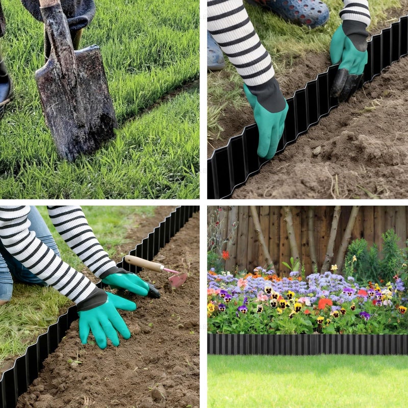 LAVEVE Corrugated Metal Garden Edging 12" x 20Ft, Landscape Edging Border for Lawn, Flower Bed, Garden Fence, Paver Edging (Black) - Image 4