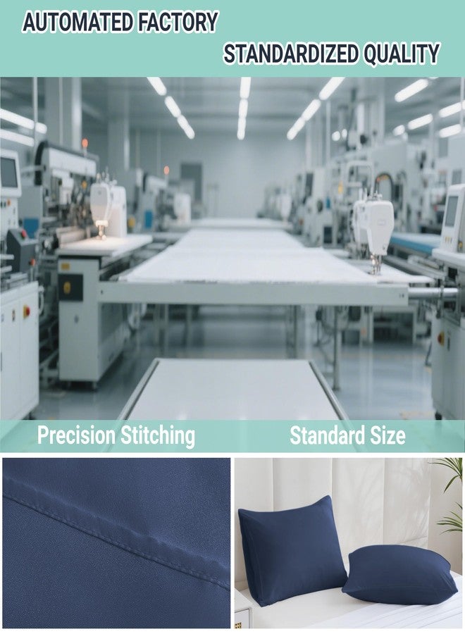 ZPECC Navy Pillow Cases Standard Size Set of 4, 20x26 Envelope Closure Pillowcases, Soft Plain Brushed Microfiber Covers Hypoallergenic Breathable - Image 4
