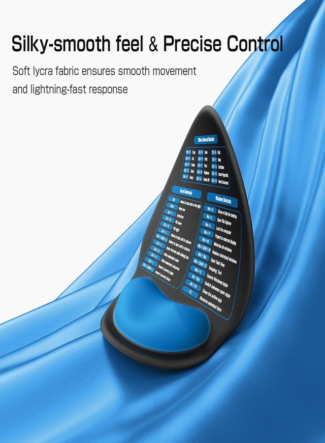 Senetem Mouse Pad with Wrist Rest - Ergonomic Memory Foam Support, Small Cute Excel Cheat Sheet Mousepad with Windows & Office Shortcuts, Non-Slip PU Base, for Computer Desk Laptop Travel, Black Blue - Image 5