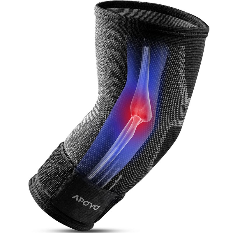 APOYO Elbow Brace for Tendonitis and Tennis Elbow, Compression Sleeve for Arthritis, Workouts, Reduce Joint Pain During Fitness Activity (Large) - Image 1