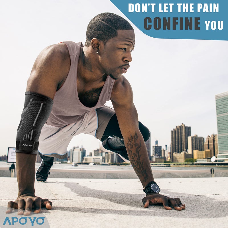 APOYO Elbow Brace for Tendonitis and Tennis Elbow, Compression Sleeve for Arthritis, Workouts, Reduce Joint Pain During Fitness Activity (Large) - Image 5