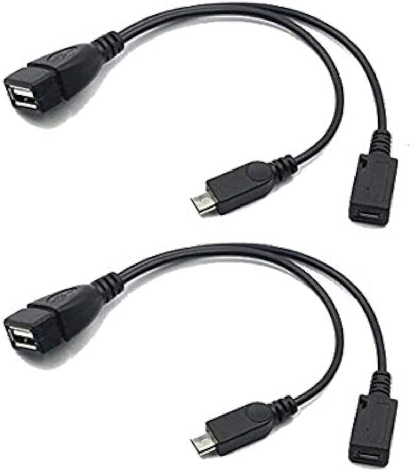 2 Pack OTG Cable Replacement for Fire Stick 4K, Amazon Fire TV, Compatible with Samsung Galaxy LG Android Phone Tablet Micro USB Host with Micro USB Power