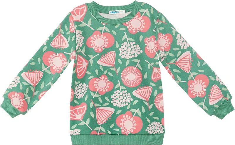 Denokids Pink Flowered Baby Girl Green Tracksuit