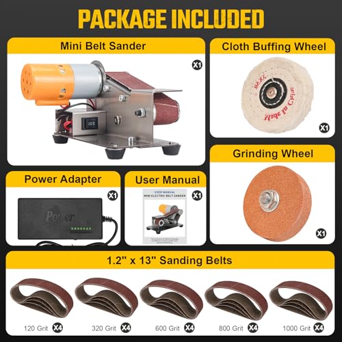 NuoDunco 3-In-1 Mini Belt Sander - 15 Degree Knife Sharpener Electric Bench Grinder Sanding Machine, 7 Adjustable Speed Buffer Polisher for Metal Wood DIY Handcraft, Tool & Knife Sharpening (Plus Kit) - Image 5