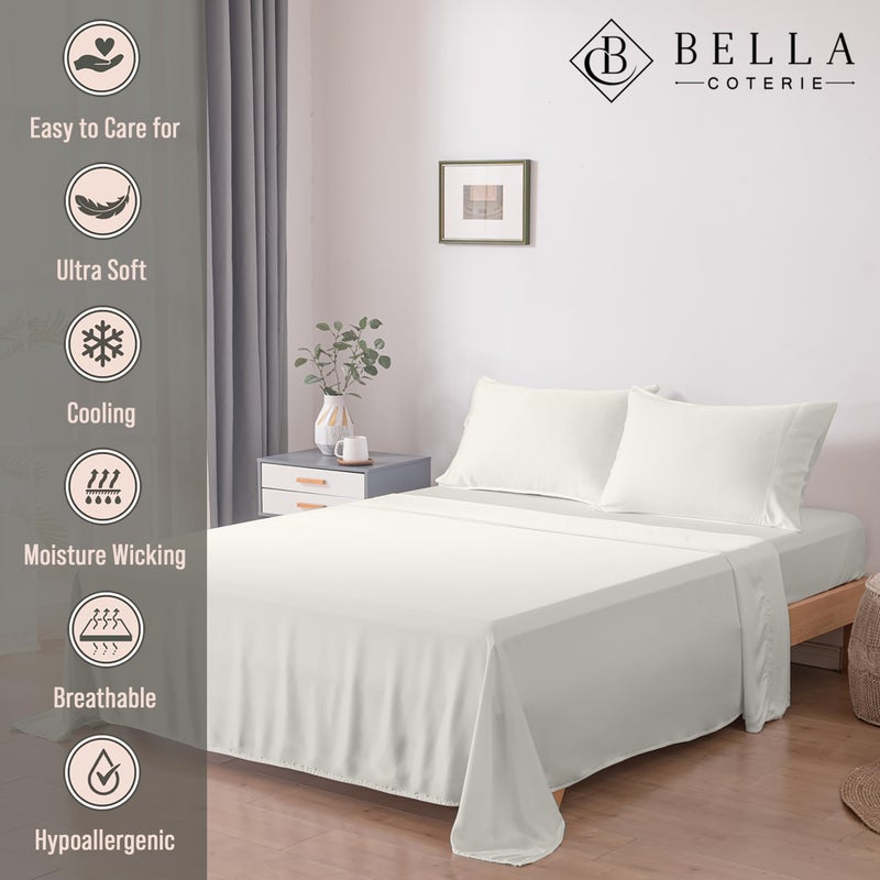 BC BELLA COTERIE Bella Coterie Luxury Bamboo Viscose Split King Size Sheet Set | 2 Fitted Sheets for Sleep Number & Adjustable Beds | 100% Organically Grown | Cooling & Ultra Soft | 18â€ Deep Pocket [Ivory] - Image 3