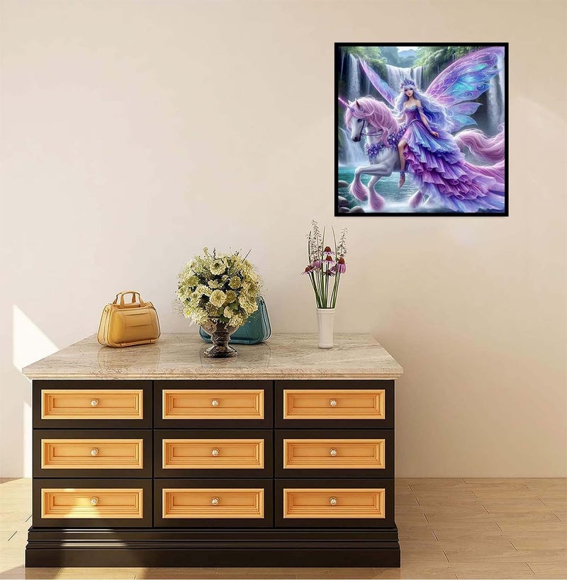 croshom Diamond Art Kits for Adults, Unicorn Fairy Diamond Art Painting Kits for Adults Beginners, 5D DIY Full Drills Gem Craft for Adult Gifts, Home Wall Decor 13.8" x 13.8" - Image 3