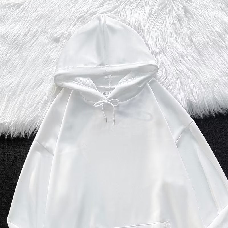 2022 Hooded Sweatshirt Men Casual Long Sleeve Solid Spring Autumn G0 White  - Image 1