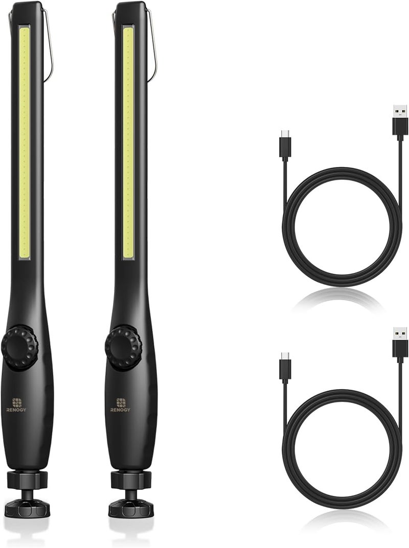 Renogy LED Work Light, 700 Lumens Rechargeable Work Light 2200mAh, Cordless Portable Magnetic COB LED Work Light, Inspection Light for Car Repair, Home, Garage, Emergency, 2 Pack - Image 1