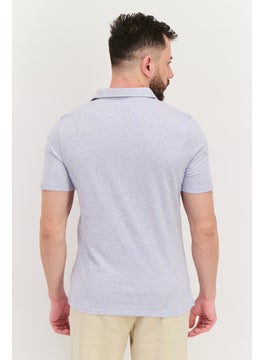 Project Essentials Men Regular Fit Heather Short Sleeve Polo Shirt, Heather Blue  - Image 4