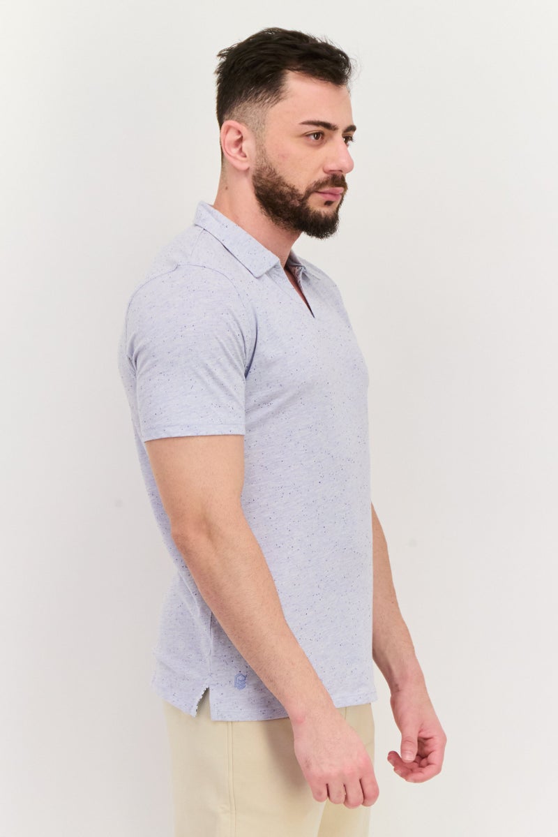 Project Essentials Men Regular Fit Heather Short Sleeve Polo Shirt, Heather Blue - Image 2