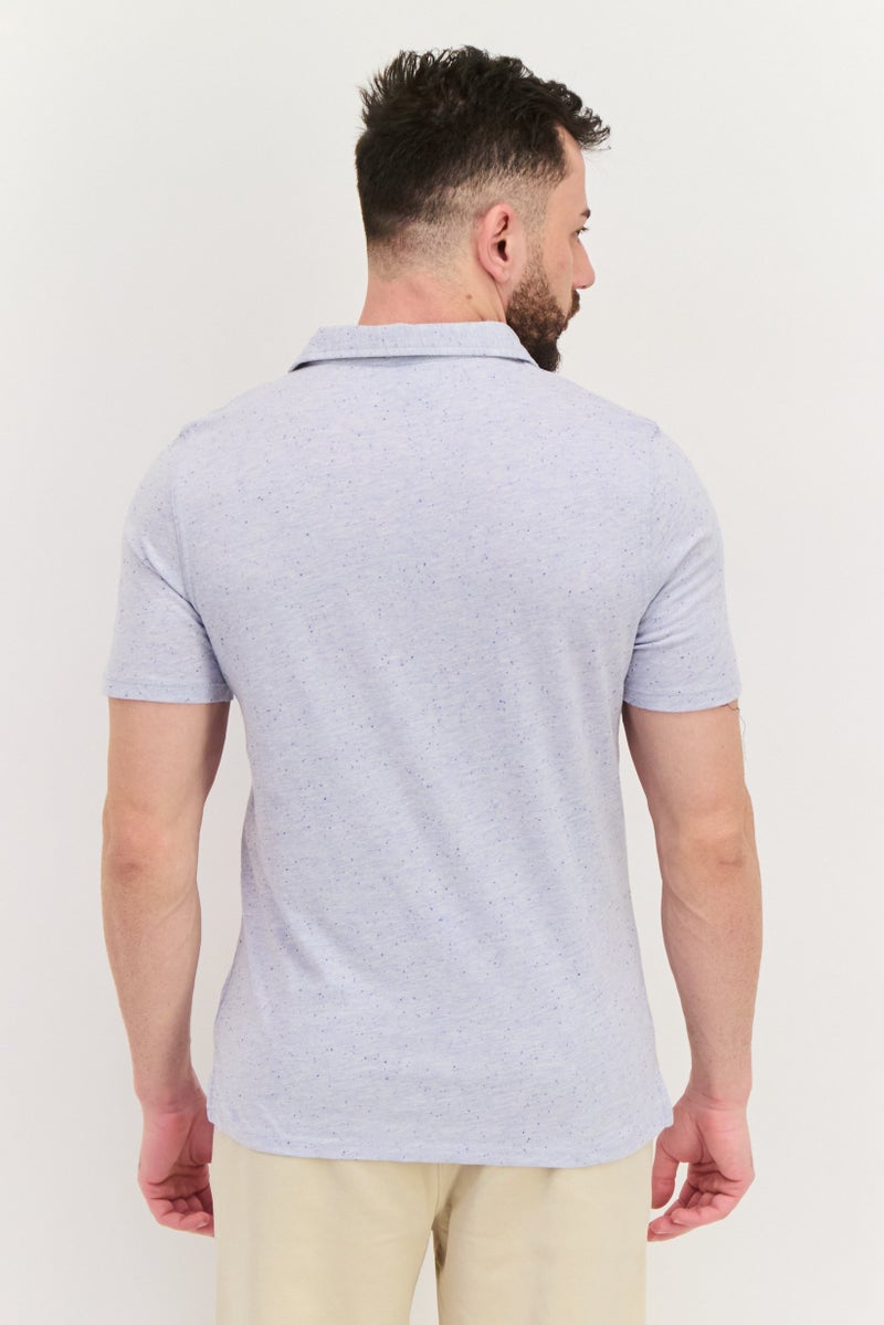 Project Essentials Men Regular Fit Heather Short Sleeve Polo Shirt, Heather Blue - Image 4