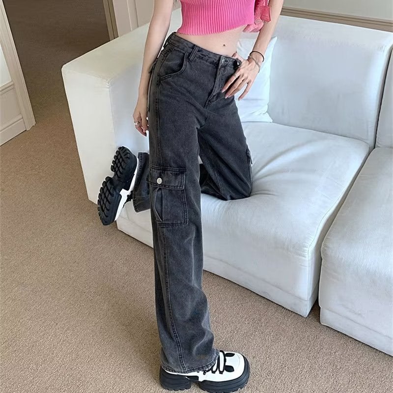 American-Style High Street Retro Denim Overalls Trendy Brand Loose Slimming Casual Wide-Leg Pants For Men And Women - Image 4