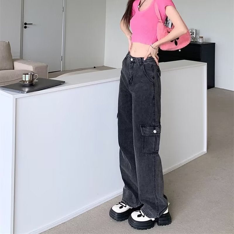 American-Style High Street Retro Denim Overalls Trendy Brand Loose Slimming Casual Wide-Leg Pants For Men And Women - Image 3