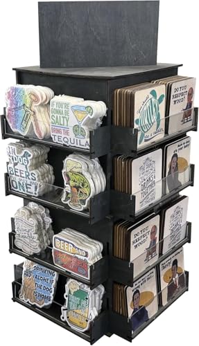TORCHED DISPLAYS 4Sided Rotating Display Stand Craft Shows Trade Shows Markets Small MediumSized Items like Stickers Postcards Coasters Note Pads Napkins HeavyDuty Easy to Assemble Black - Image 1